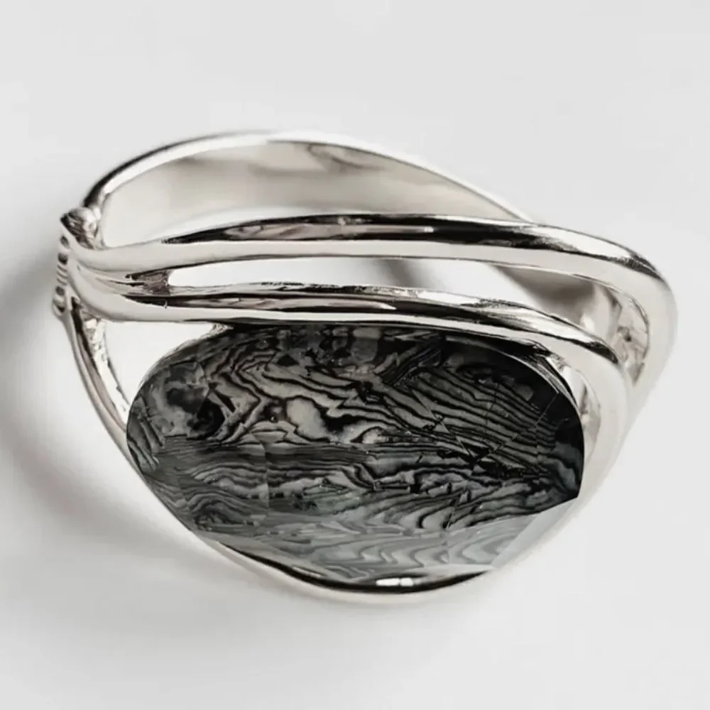 NWT Robert Lee Morris Silver Abalone Hinged Bangle New, So Beautiful!!!